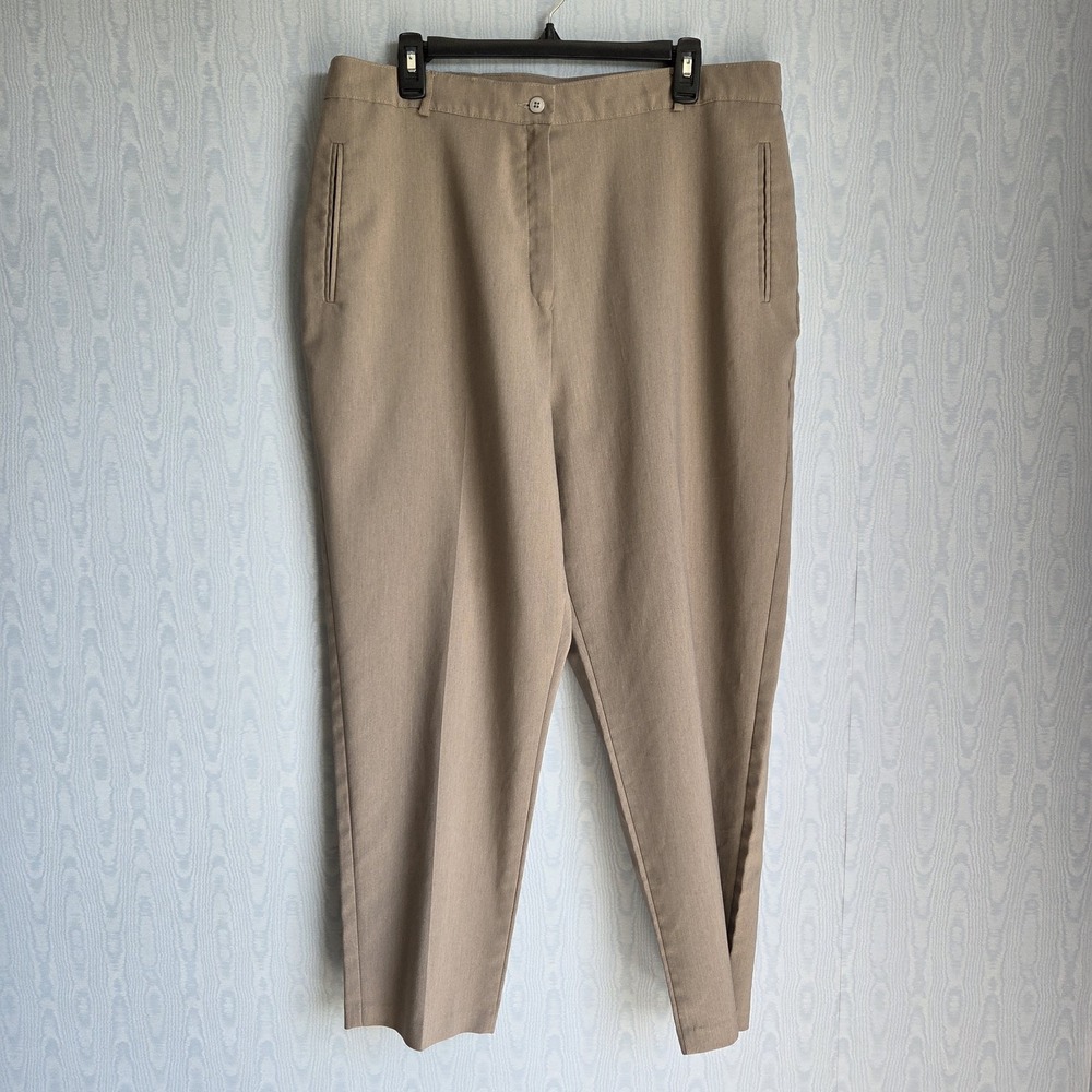 Vtg Y2K Allison Daley Womens 18 Elastic Waist Khaki Chino‎ Tapered Dress Pants